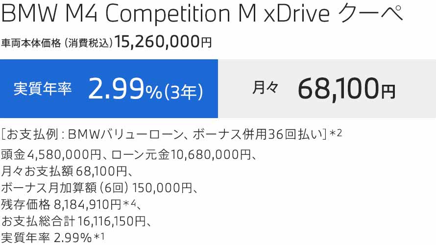 M4 COUPE　支払例