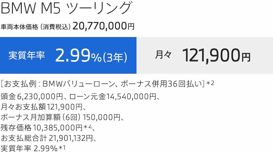 M5 TOURING　支払例