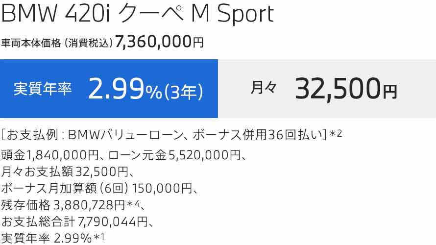 4 COUPE 支払例